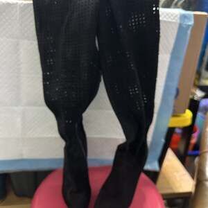 Black Perforated Over-the-Knee Boots SZ 8